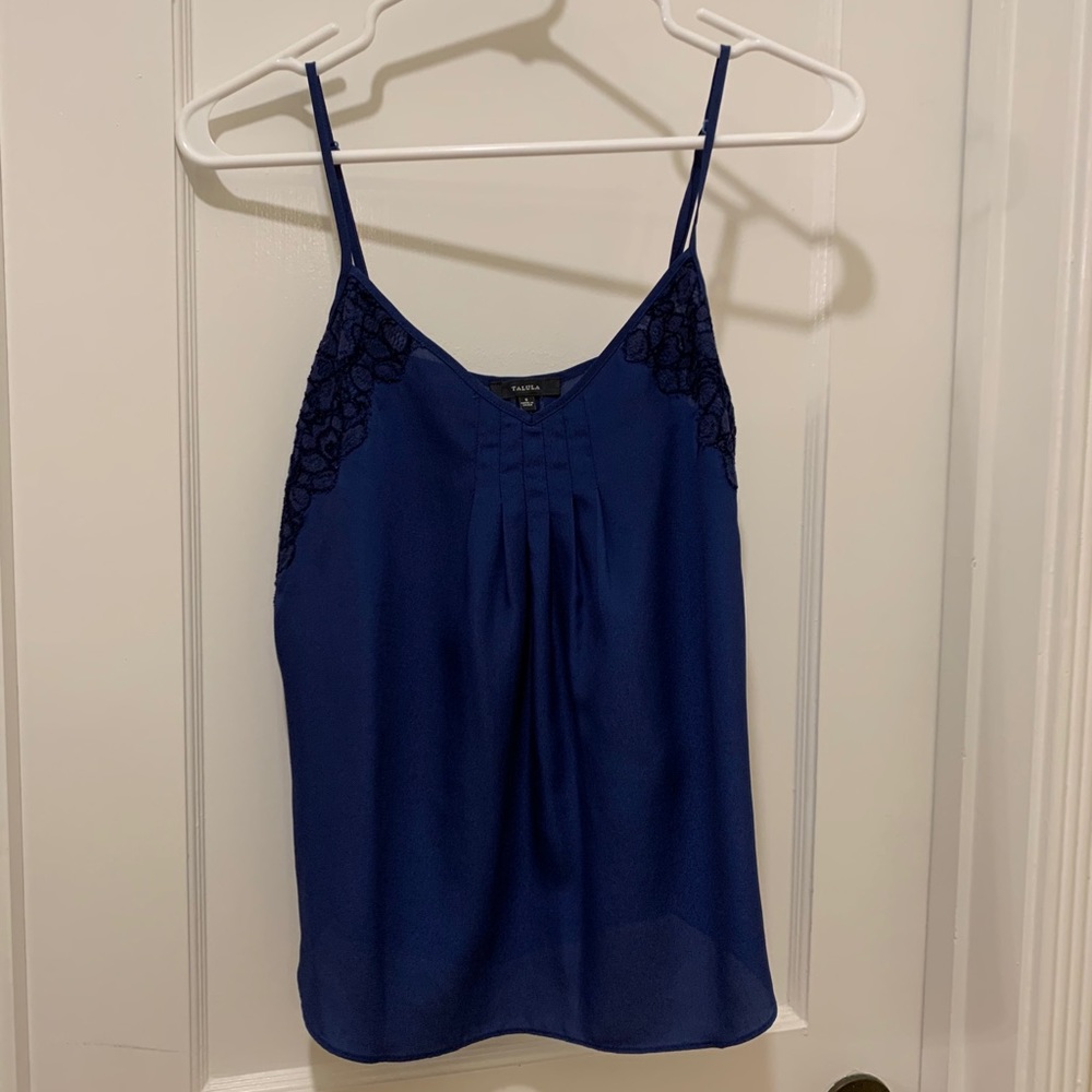 Aritzia talula navy tank with lace